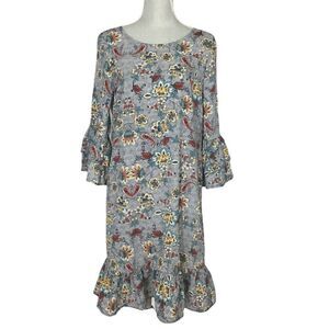 Appleseed's Black Floral Ruffle Detail Causal Dress Size M